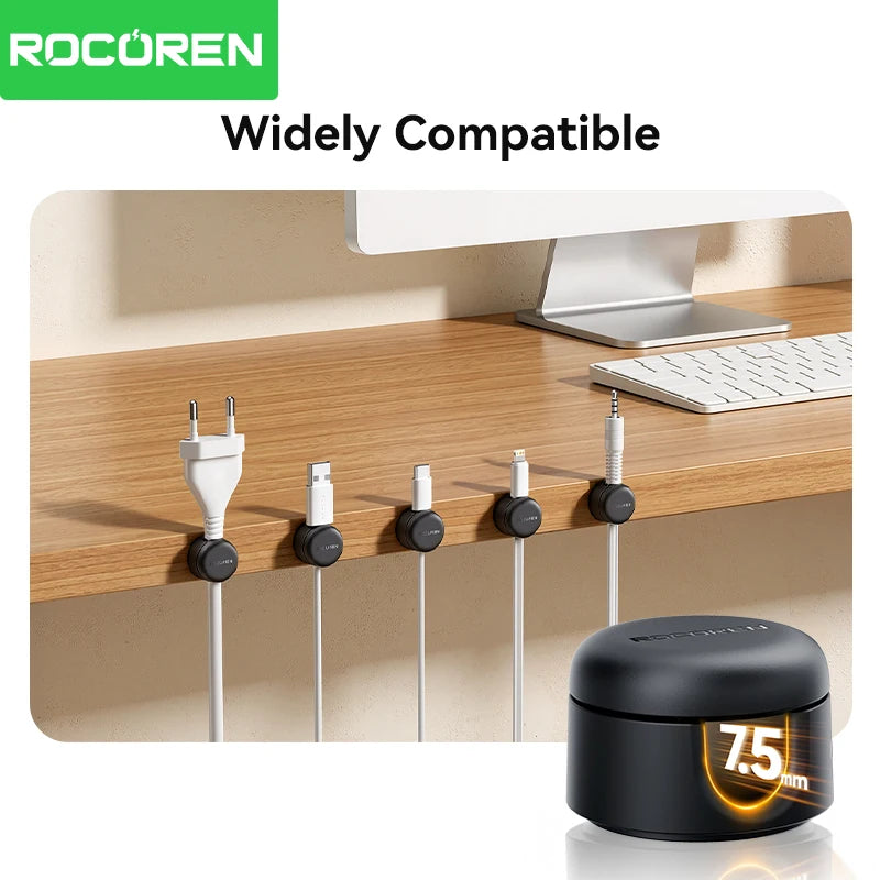 Rotating Magnetic Desk Cable Clips for Charging Lead Storage