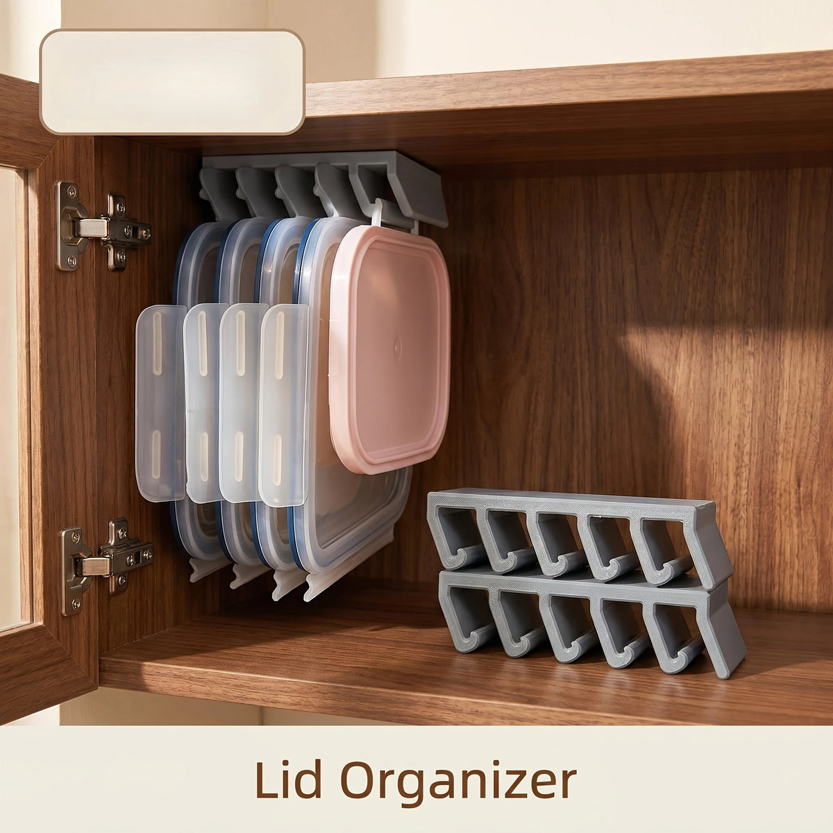 Under-Cabinet Lid Rack with Five Slots for Kitchen Storage