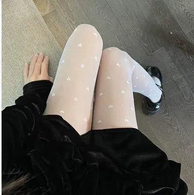 Sexy Polka Dot Silk Stockings Bow/Heart Thin Lady Tights Pantyhose Nylon Black/White Nightclub Female Ladies Silk Tights Hosiery SAX02 SX-3XL