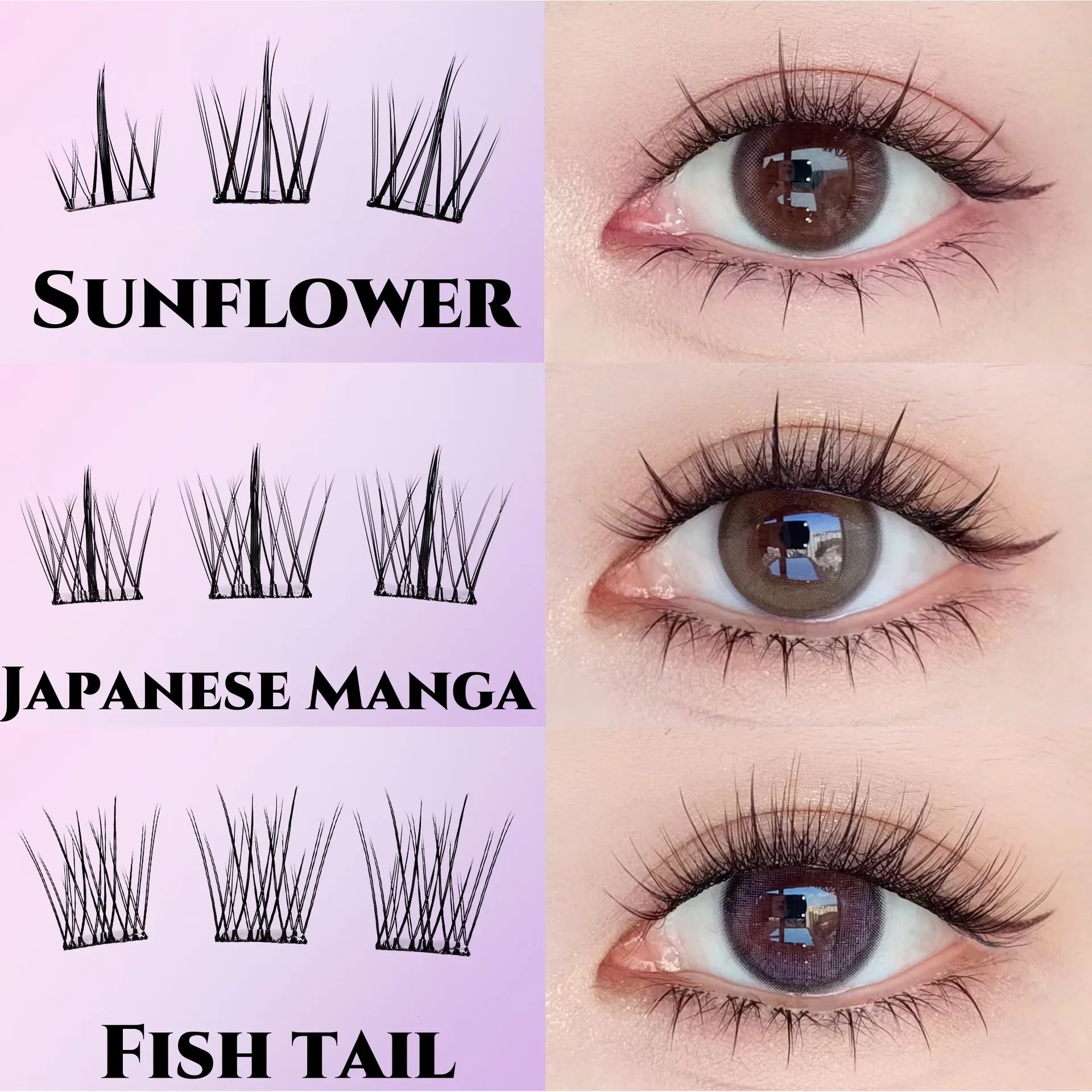 Glue-Free False Eyelashes – Star Eye Segmented DIY Lash Extensions, Lightweight & Reusable, Easy Apply Multiple Styles