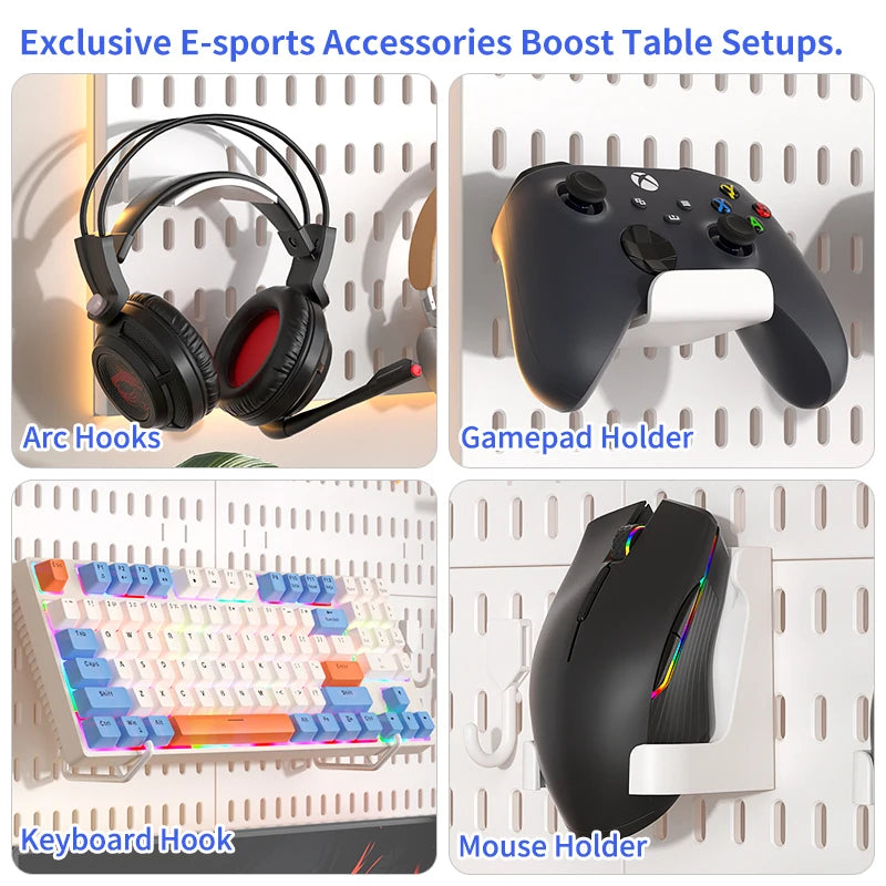 Wall-mounted Pegboard, Drill-free Storage Organizer For Home & Office Electronics, Suitable For Keyboard, Mouse Arrangement
