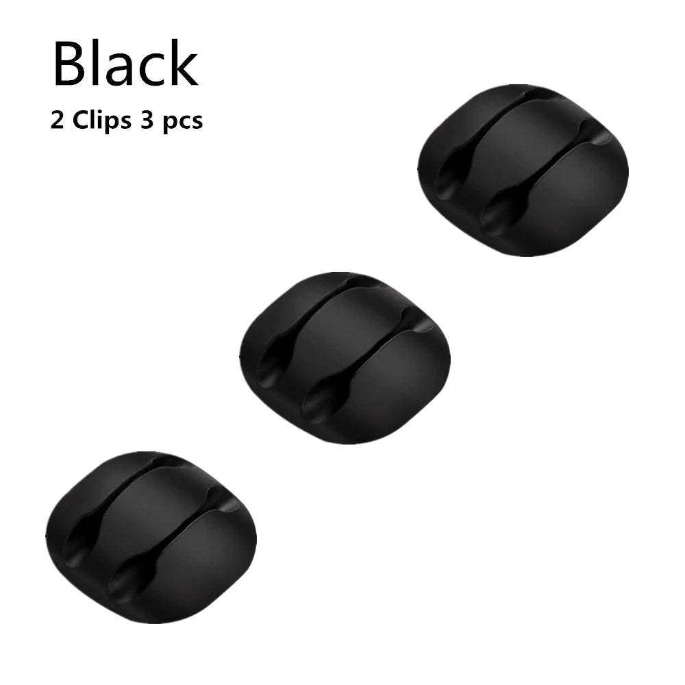 Adhesive Silicone Desk Cable Clips for Charging Leads 2 clips - 3pcs 1