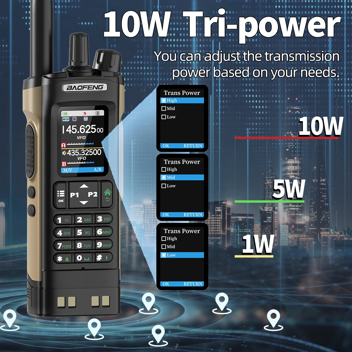 BAOFENG UV-32 10W Long Range GPS Bluetooth Walkie Talkie