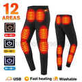 Winter USB Electric Heating Jacket Heated Thermal Underwear Men Women Sports Thermal Heated Underwear Electric Heated Equipmen 12-BK-Men-Pant