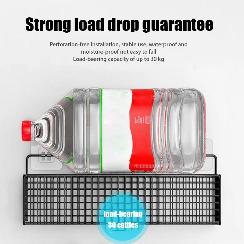 New Multifunctional Bathroom Organiser Toiletries Organiser No-Punch Bathroom Shelf Bathroom Kitchen Wall Mount Storage Rack