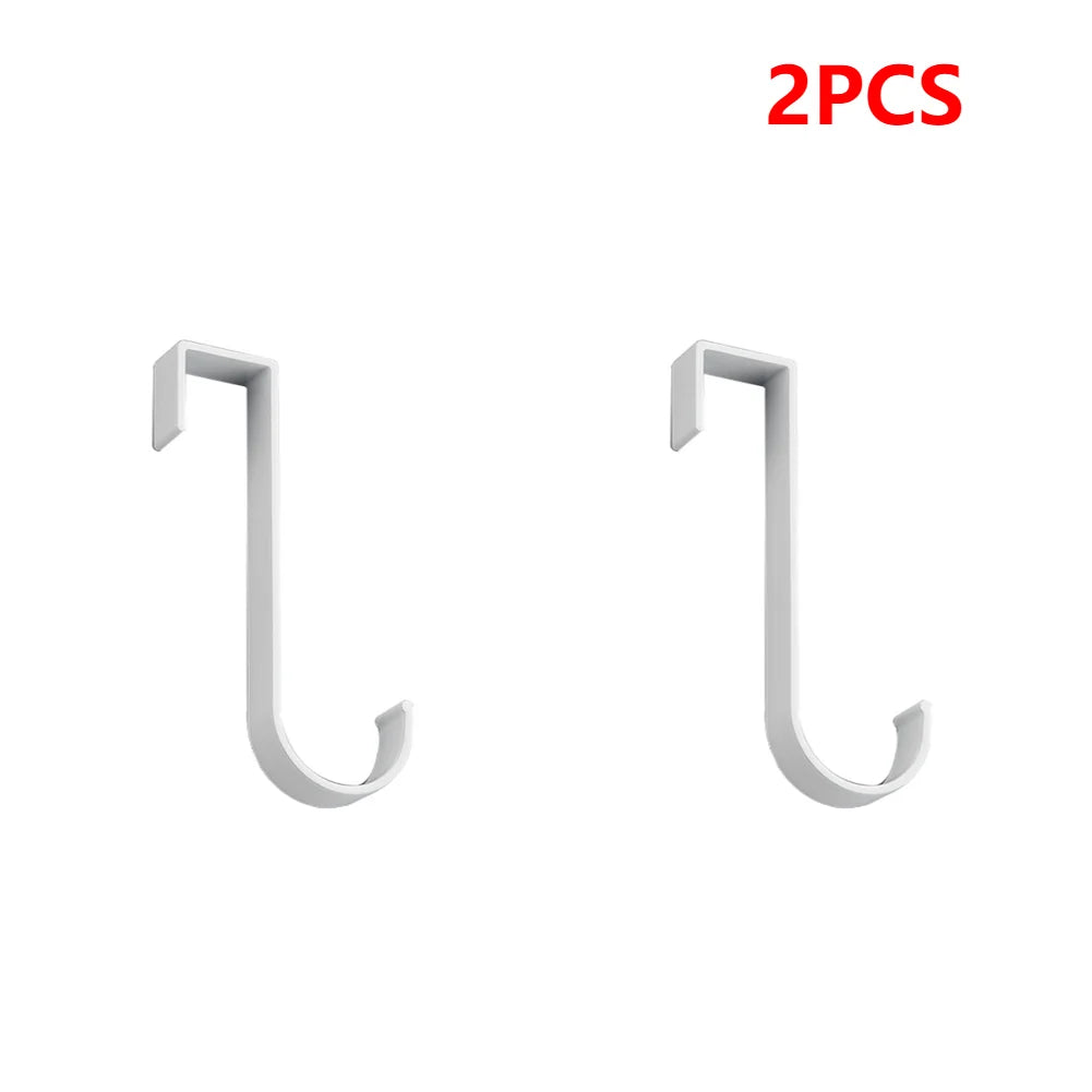 Aluminium Over Cabinet Door Hook for No Drill Bedroom Storage 2pcs white