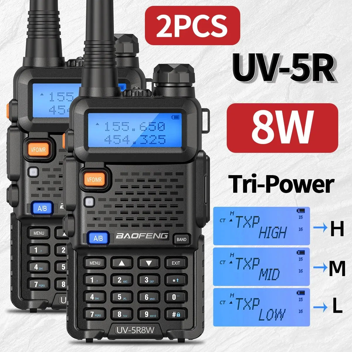 2PC Baofeng UV-5R Walkie Talkie Dual Band Long Range Ham Radio - Dicrodelights