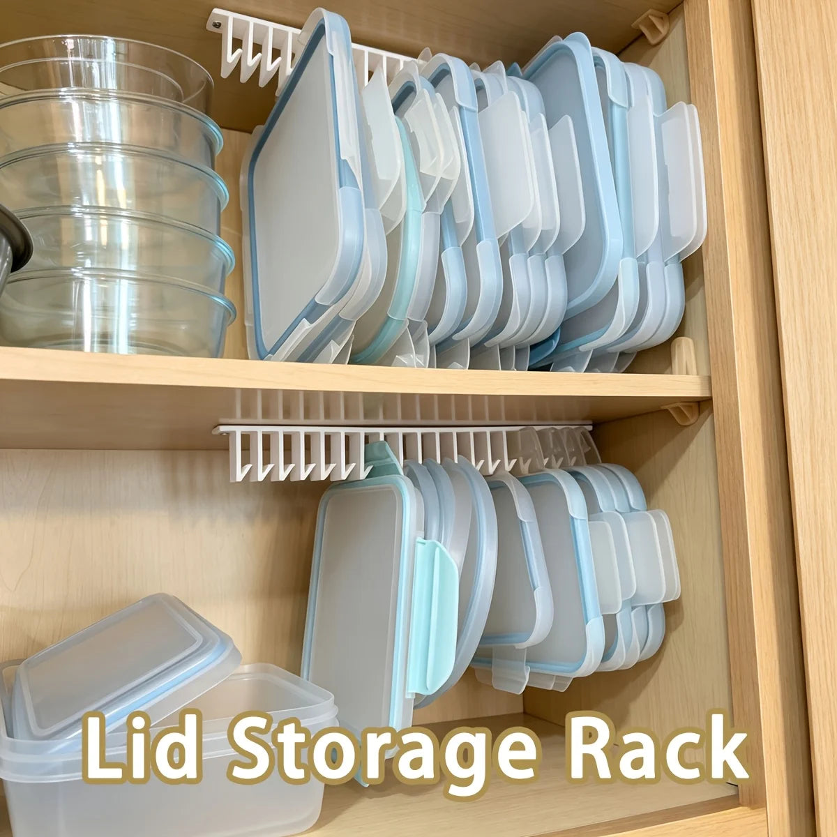 Under-Shelf Lid Organiser for Kitchen Food Containers