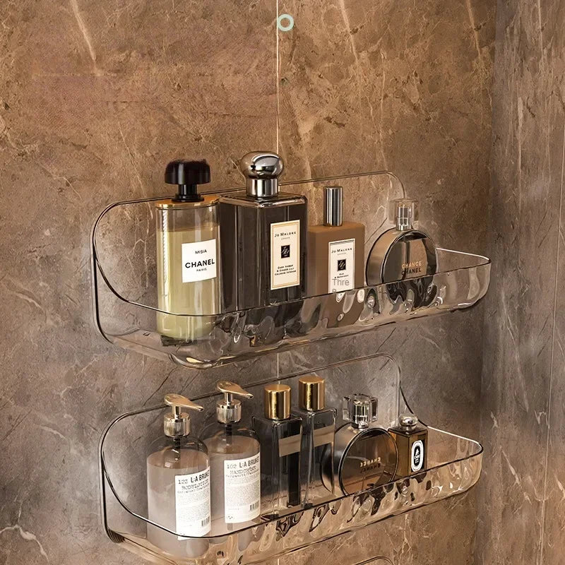 Clear Acrylic No Drill Bathroom Shelf for Skincare Storage