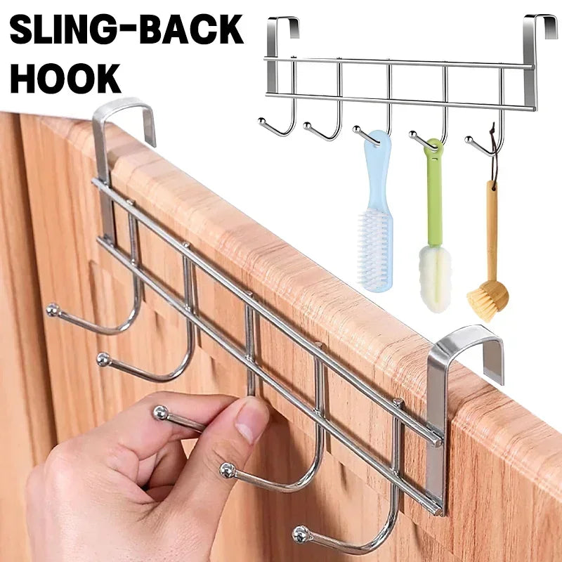 Five Hook Over Door Rack for Bedroom Accessory Storage
