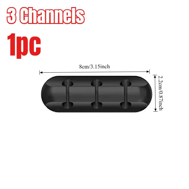 Self Adhesive Silicone Cable Organiser for Desk Lead Storage small black 1pc
