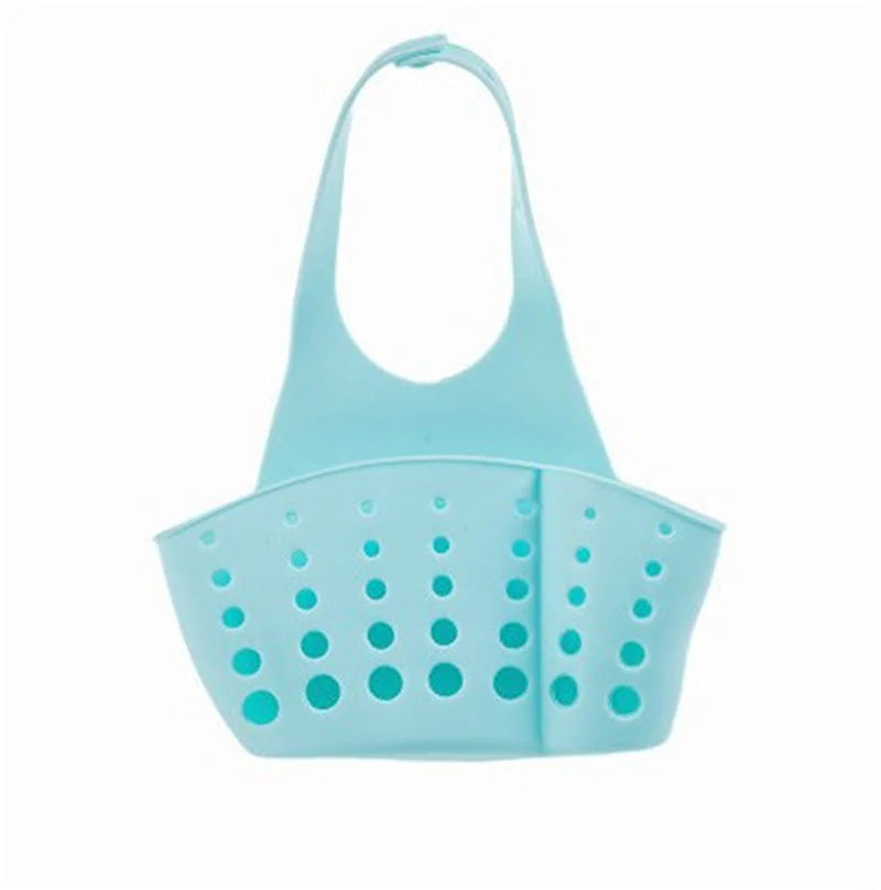 Home Storage Drain Basket Kitchen Sink Holder Adjustable Soap Sponge Shlf Hanging Drain Basket Bag Kitchen Accessories Blue