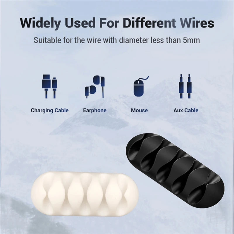 Adhesive Silicone Cable Clips for Desk Charging Lead Storage