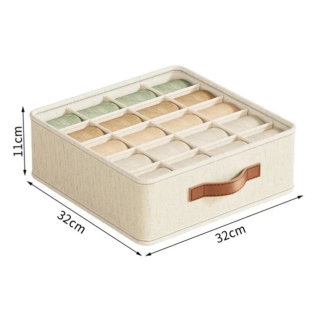 Fabric Underwear Drawer Organiser for Bras Socks and Ties 20grids-white