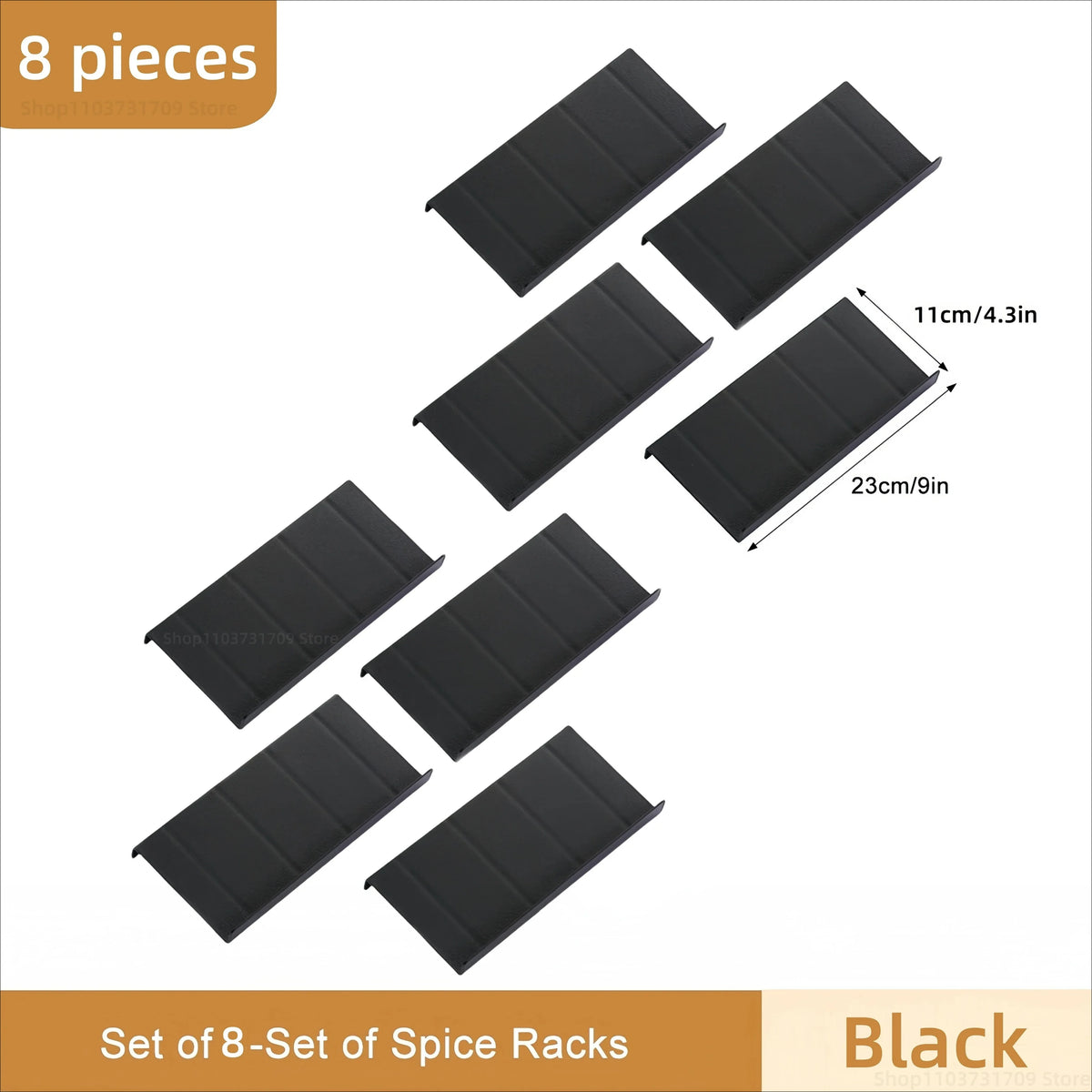 4 Layers Kitchen Spice Drawer Organizer Adjustable Spice Rack for Spice Jars Seasoning Bottles Cabinet Pantry Kitchen Organizer 8 pieces black rack