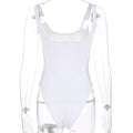 White Strappy Bodysuit Sexy Backless Ribbed Bodysuit Romper string femme sexy Sleeveless Tank Top gloved bodysuit Body Female