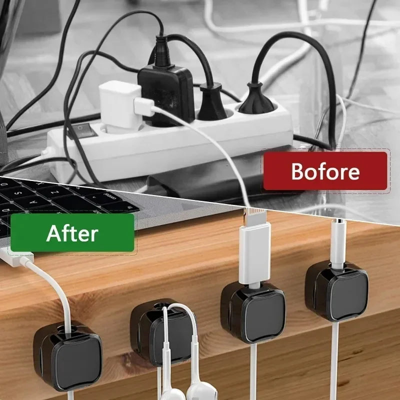 Magnetic Hinged Cable Clips for Desk Charging Lead Storage