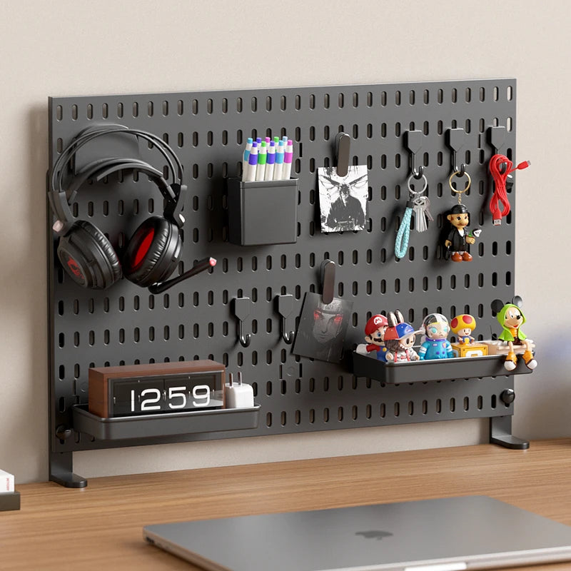Drill Free Desktop Pegboard Organizer For Gaming Desk Game Controller Headphone Figure Storage Shelf Hooks Display