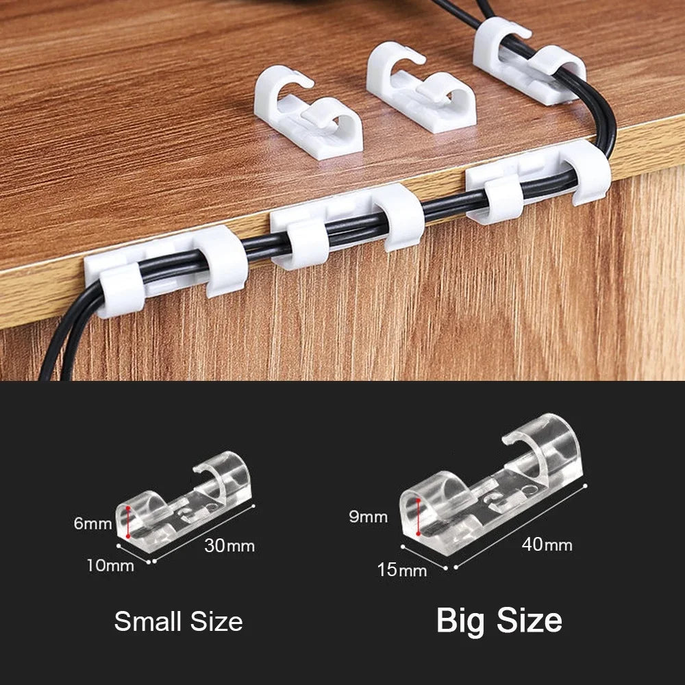 Self Adhesive Open Cable Clips for Desk Wire Routing