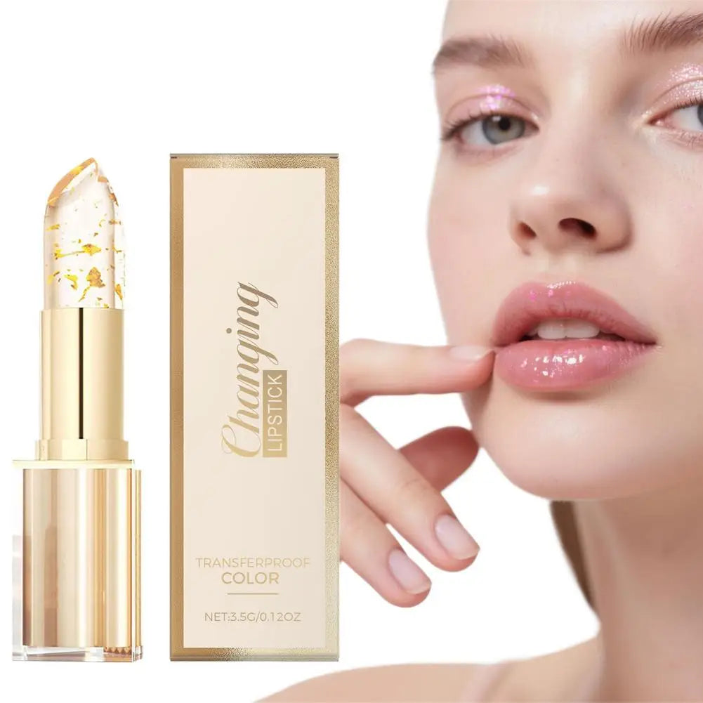 3.5g Transfer-Proof Color-Changing Lipstick Gold Leaf Discoloration Nourish Moisturize Water Light Softening Non-greasy Lip Blam