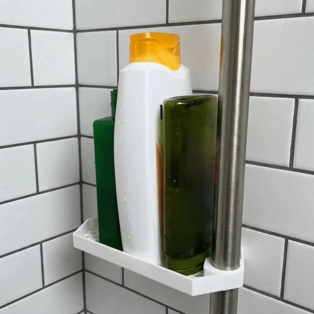 ABS Shower Pole Storage Tray with Honeycomb Drainage Base