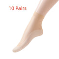 1/10Pairs Womens Anti-Slip Cotton Sock Thin Socks Casual Non-Slip Bottom Splice Spring-Autumn Transparent Ladies Breathable Sock Skin-10Pairs One Size