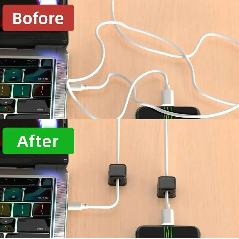Magnetic Desk Cable Holders for Charging and Audio Leads