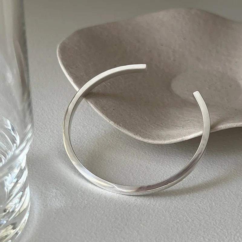 100% Solid 925 Sterling Silver Metal Bracelet for Women Vintage Handmade Simple Retro Heart Chain Bracelet Birthday Gift Party