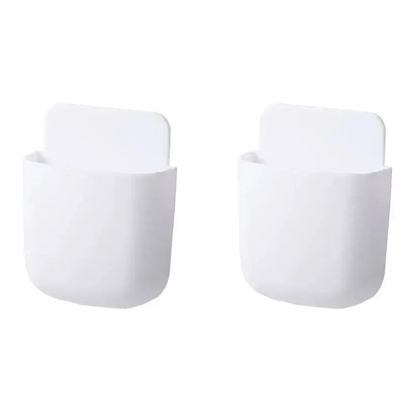 Wall Mounted Remote Control Holder Pair for Bedside Storage 2PCS white