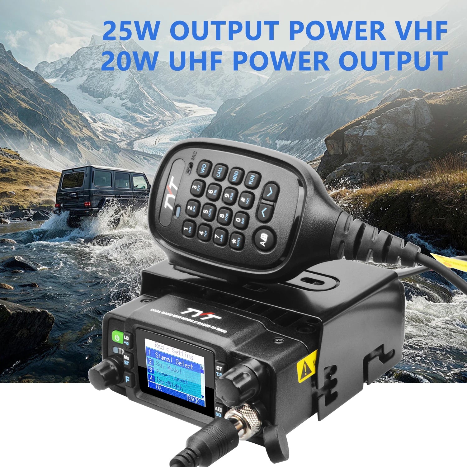 TYT Walkie Talkie TH-8600 IP67 Waterproof Car Transceiver 2m 70cm Dual Band Amateur Mini Mobile Radio 25Watt 200 Memory Channels