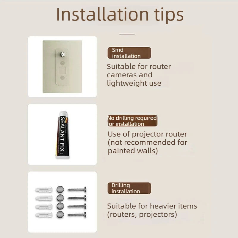Carbon Steel Wall Mounted Shelf for Router, Projector and Camera