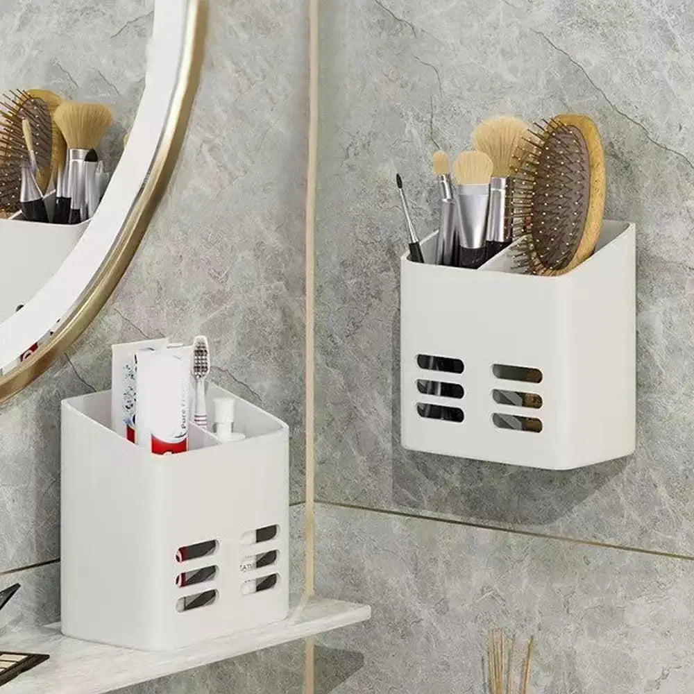 Kitchen Chopsticks Storage Rack Bathroom Shelf Wall Mounted No Drill Shelves Toothbrush Toothpaste Hair Comb Organizers