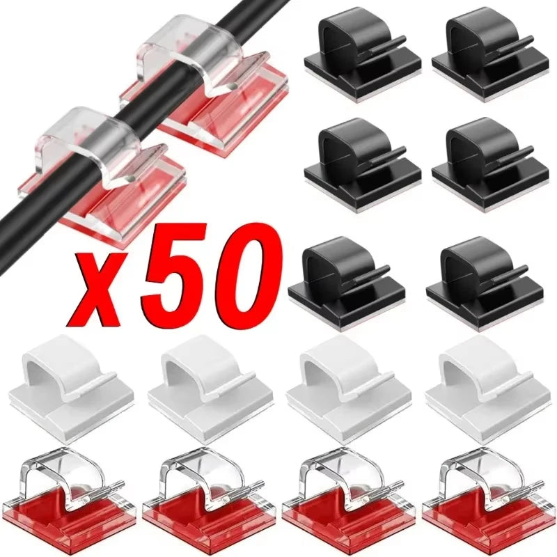 Self Adhesive Acrylic Cable Clips for Desk Lead Routing