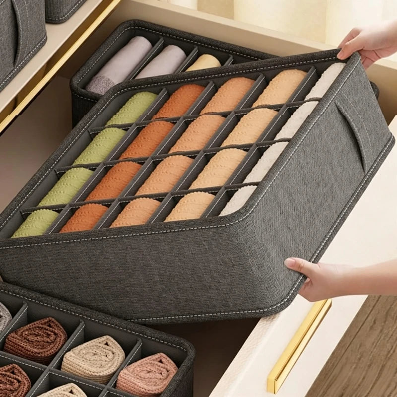 Grey Fabric Drawer Organiser for Underwear Bras and Socks