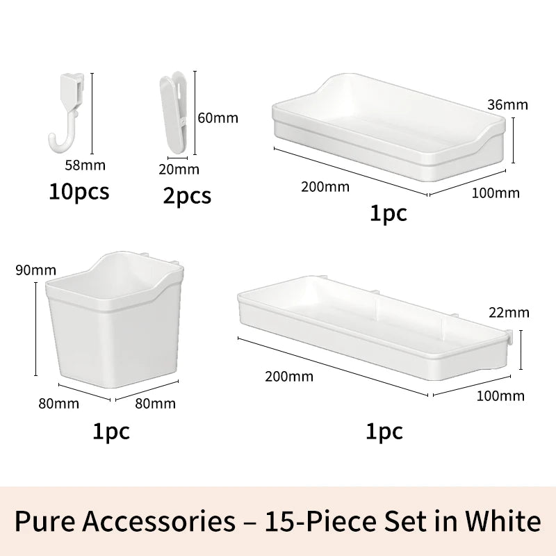 Desk Storage Pegboard – 2 Mounting Options (Stand or Clamp-On), Ideal for Organizing Stationery & Daily Items White Accessories 5