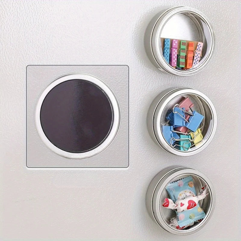 Magnetic Fridge Organiser Tin with Clear Lid, 1 or 2 Pack