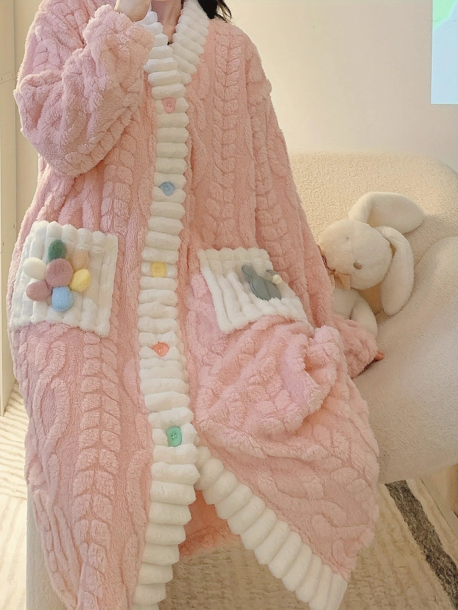 Cozy Plus Size Flannel Nightgown, Princess Style Long Sleeve with Pockets. Soft Pink for Fall/Winter. Shop Now!