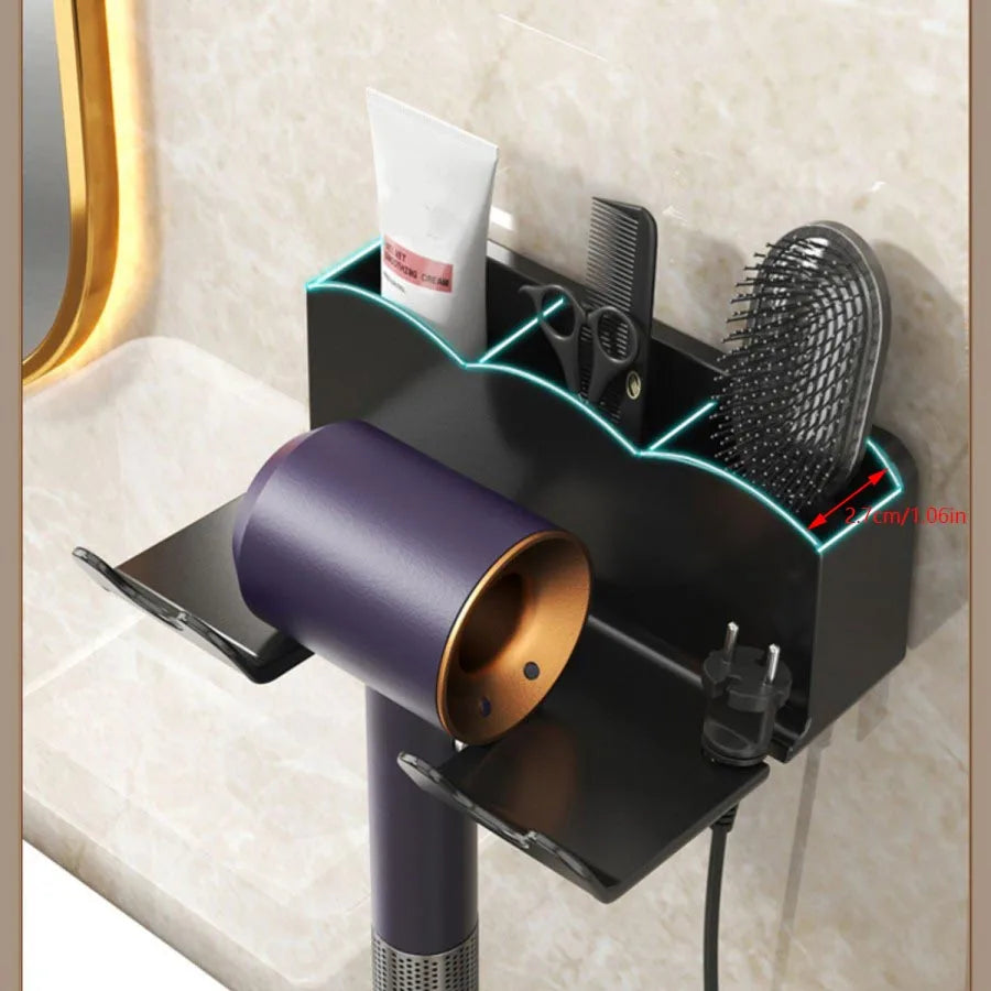 Wall Mounted Hair Dryer Holder for Bathroom Shelf Without Drilling Plastic Hair Dryer Stand Bathroom Organizer Storage Bracket