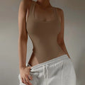 Sleeveless Knit Bodysuit Hot Summer Sexy Bodycon Off Shoulder Halter Tops Casual Street Bodice For Women ClubWear Khaki