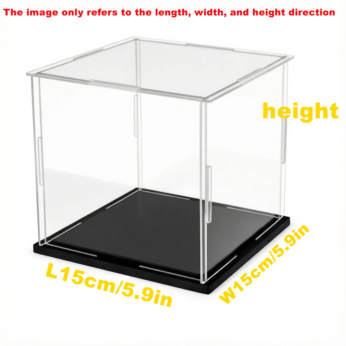 Acrylic Display Box with Black Base for Models and Collectibles LW 15x15cm
