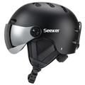 Seeker Ski Helmet with Goggles Winter Snow Helmet Outdoor Sports Alpine Skiing Skating Helmet Adult Men's and Women's Ski Helmet Black