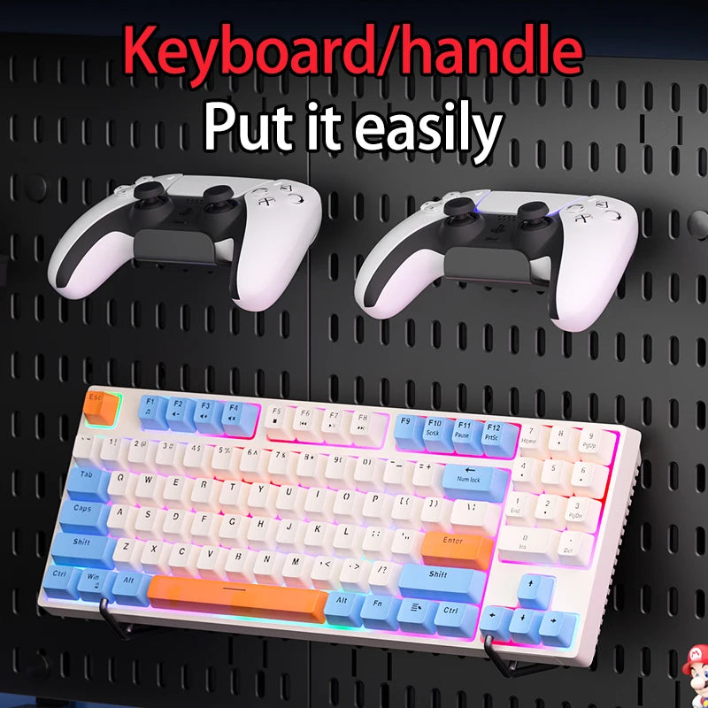 Drill Free Desktop Pegboard Organizer For Gaming Desk Game Controller Headphone Figure Storage Shelf Hooks Display