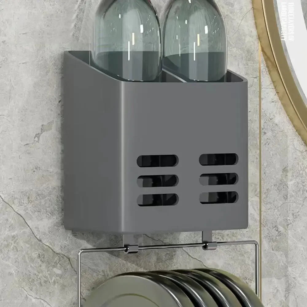 Kitchen Chopsticks Storage Rack Bathroom Shelf Wall Mounted No Drill Shelves Toothbrush Toothpaste Hair Comb Organizers