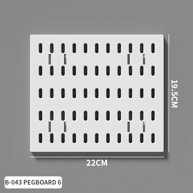 Wall-mounted Pegboard, Drill-free Storage Organizer For Home & Office Electronics, Suitable For Keyboard, Mouse Arrangement White Pegboard 6