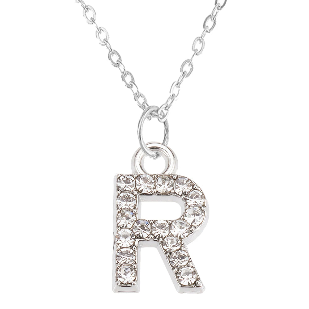 Fashion Shining A-Z Letter Pendant Charm Necklace 26 Initial Alphabet Name Clavicle Chain Party Valentine's Day Jewelry Gift R