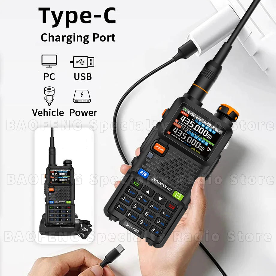Baofeng UV-5RH PRO Walkie Talkie GPS Multi-Band AM/FM Type-C Wireless Copy Frequency - Dicrodelights