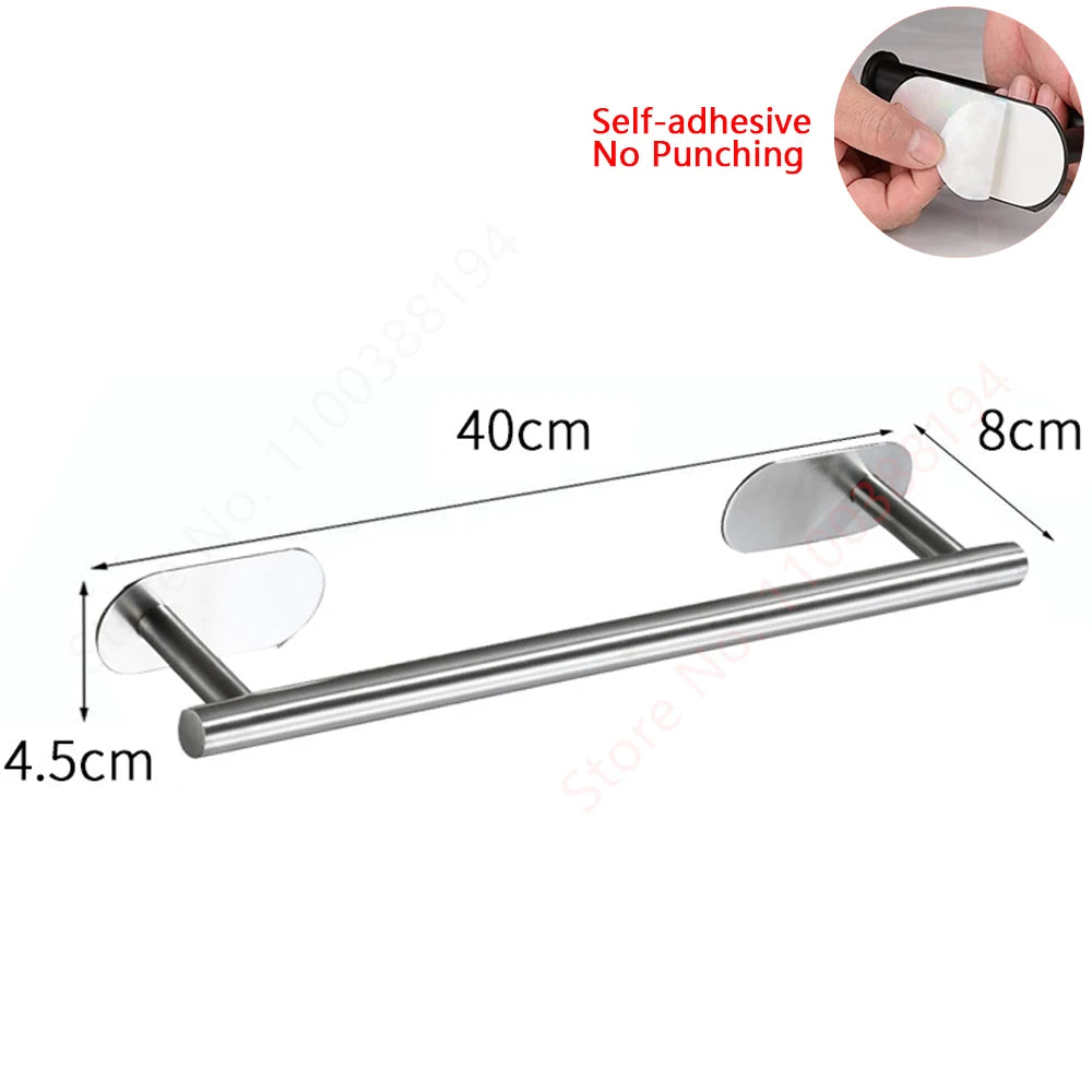Stainless Steel Wall Mounted Toilet Roll Holder and Hooks Towel rack silver