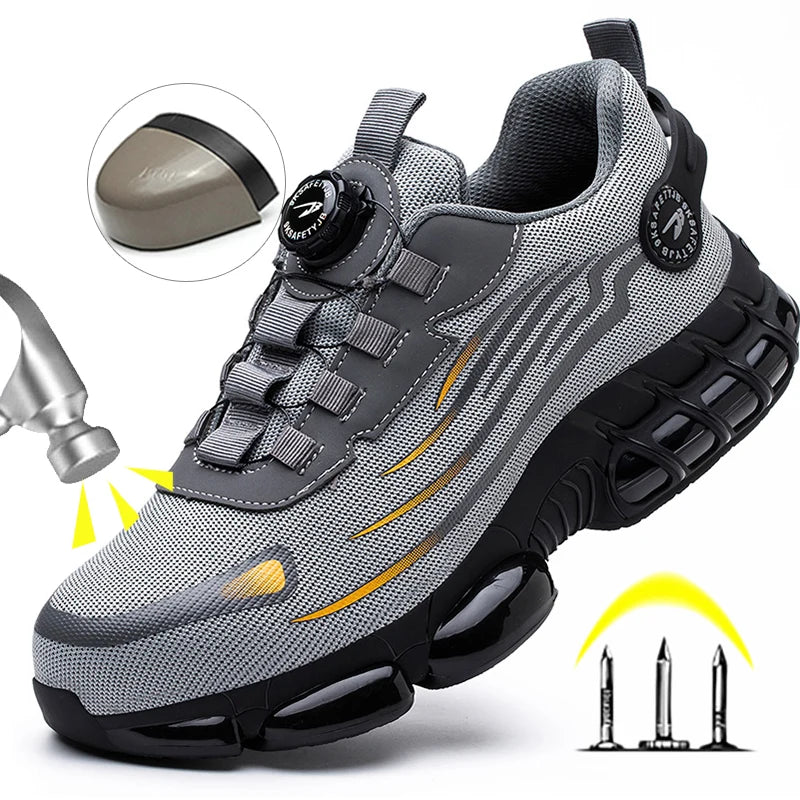 Men's Safety Shoes Protection And Elastic Safety Boots Fashionable Casual Shoes Breathable Odor Protection Men's Work Shoes