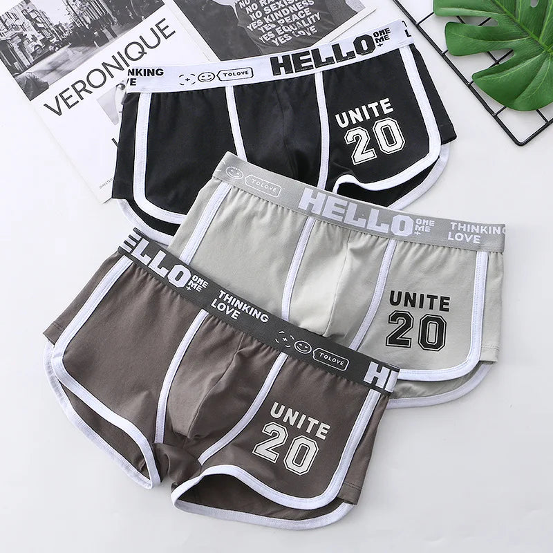 1/3/4 PCS Men's Underwear Boxer Shorts Sexy Panties Cotton Boxers Sports Comfort Man Underpants Shorts Homme U Convex Lingerie 3PD3205-2