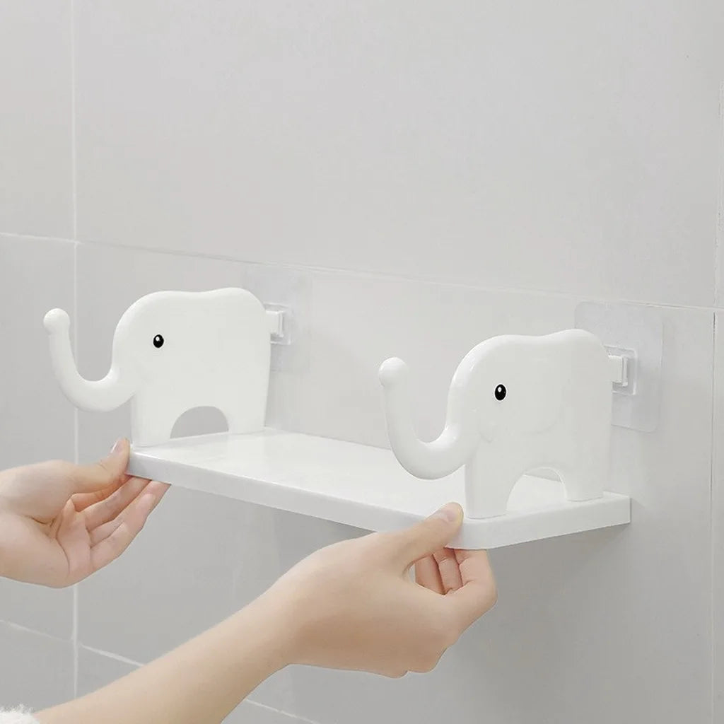 Elephant Wall Mounted Shelf for Bedside Accessory Storage White L